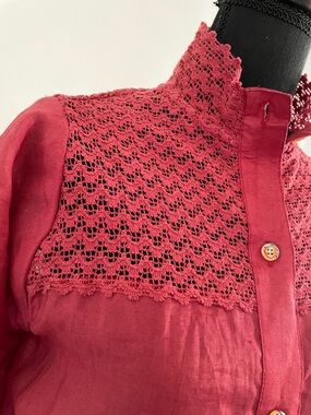 Bollywood Vogue Kurti or Long Tunic Size S?  All Linen Embroidery Modern Fusion